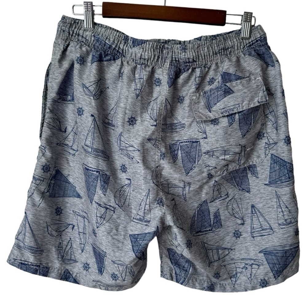 U.S. Polo Assn. Swim Trunks Drawstring Mesh Lined Sail Boats Gray Blue Men's L - Picture 5 of 9